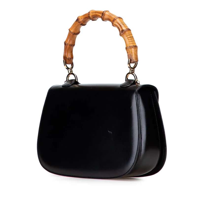 Gucci Calfskin Bamboo Night Black Leather Good condition - Back View