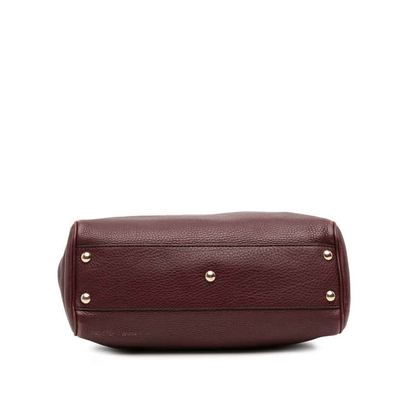 Gucci Small Calfskin Bamboo Shopper Satchel Purple Leather Good condition - Inside View