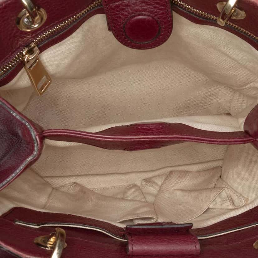 Gucci Small Calfskin Bamboo Shopper Satchel Purple Leather Good condition - Model View