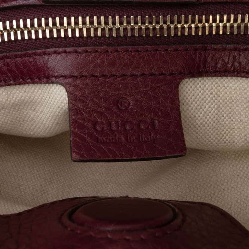 Gucci Small Calfskin Bamboo Shopper Satchel Purple Leather Good condition - Box View