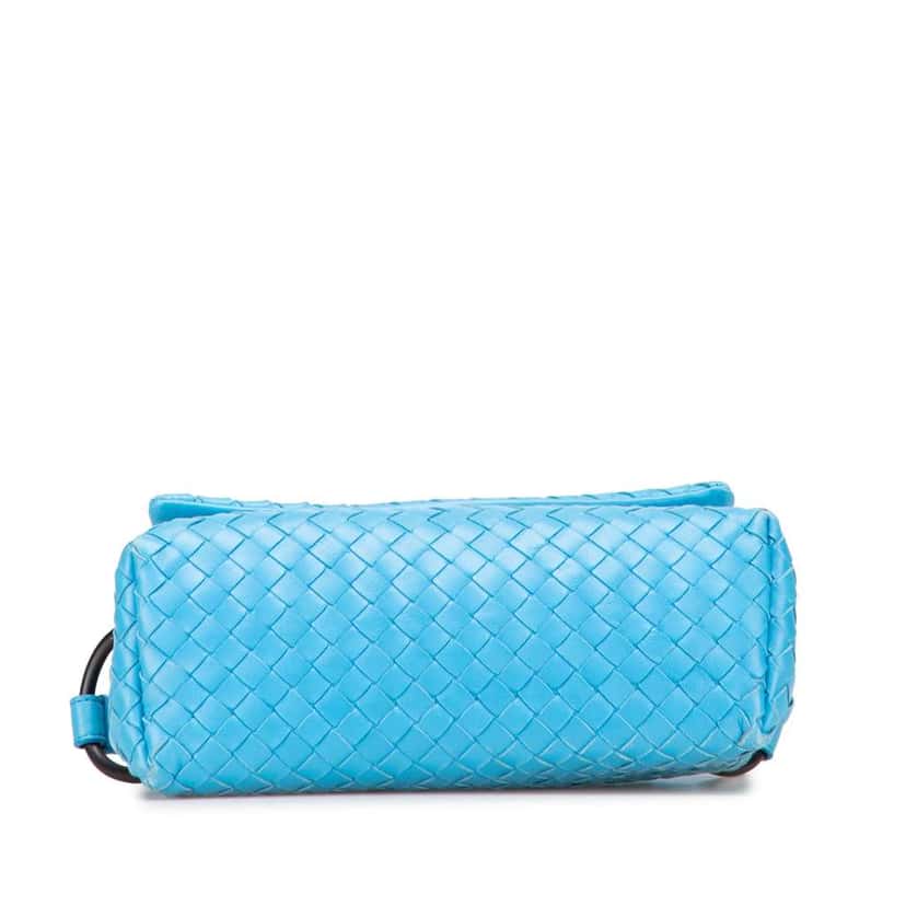 Bottega Veneta Nappa Intrecciato Flap Crossbody Blue Leather Very good condition - Inside View
