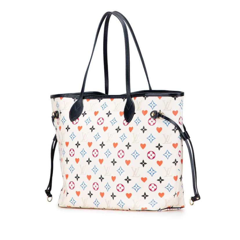 Louis Vuitton Monogram Game On Neverfull MM White Very good condition - Back View