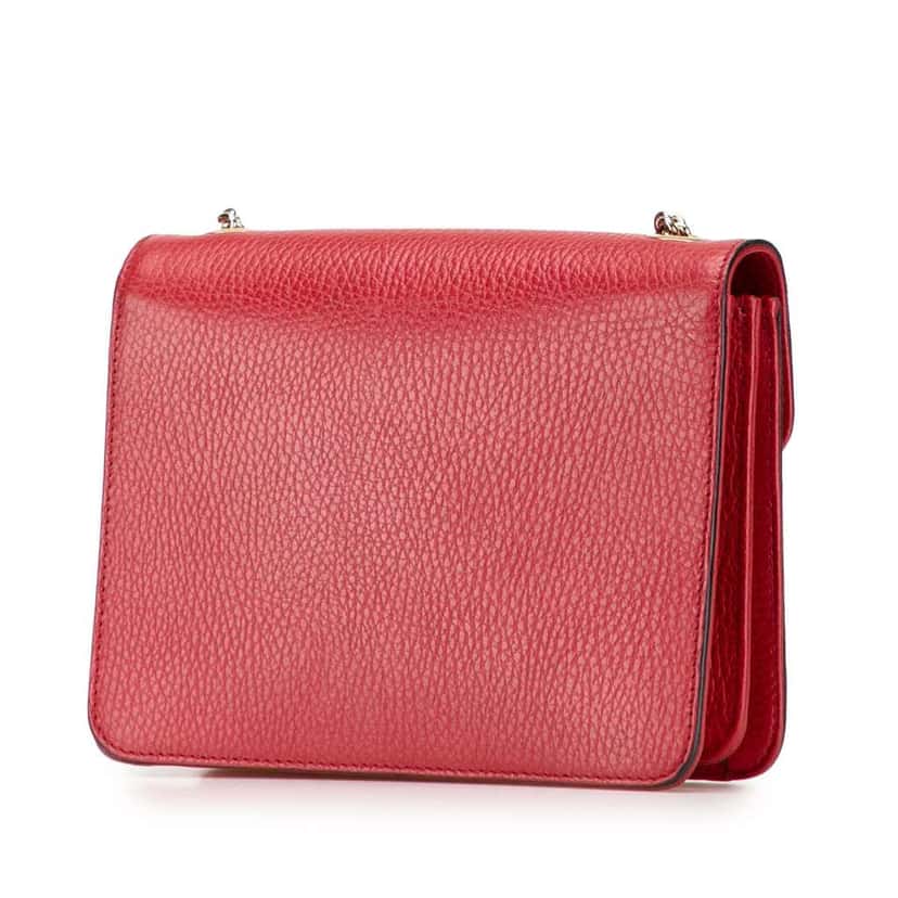 Gucci Small Dollar Calfskin Interlocking G Crossbody Red Leather Very good condition - Back View