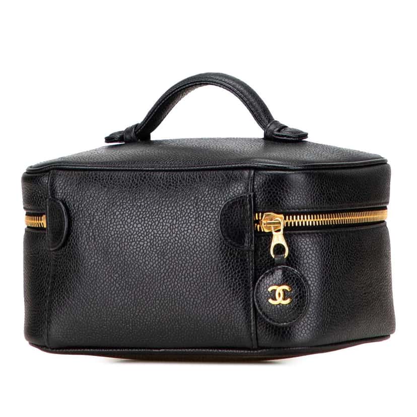 Chanel CC Caviar Vanity Case Black Leather Good condition - Back View