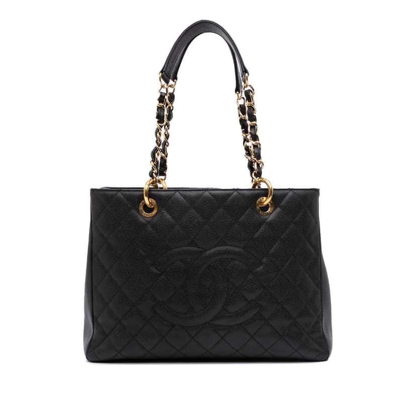 Chanel Caviar Grand Shopping Tote Black Leather Good condition - Front View
