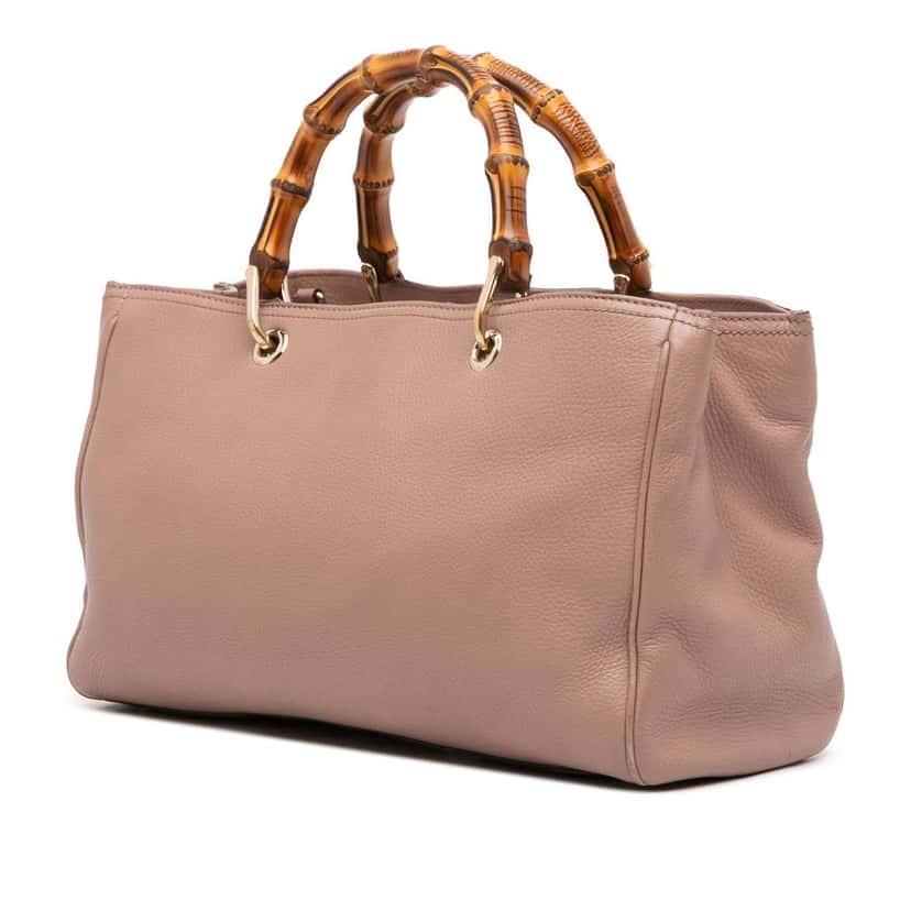 Gucci Medium Calfskin Bamboo Shopper Satchel Pink Leather Good condition - Back View