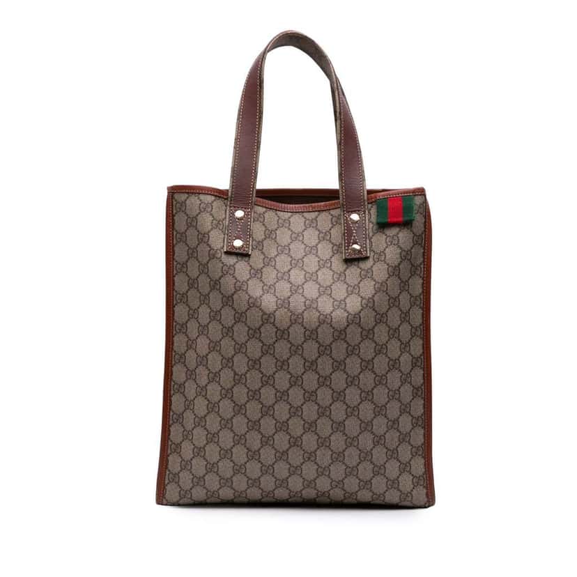 Gucci GG Supreme Web Tote Brown Canvas Good condition - Front View