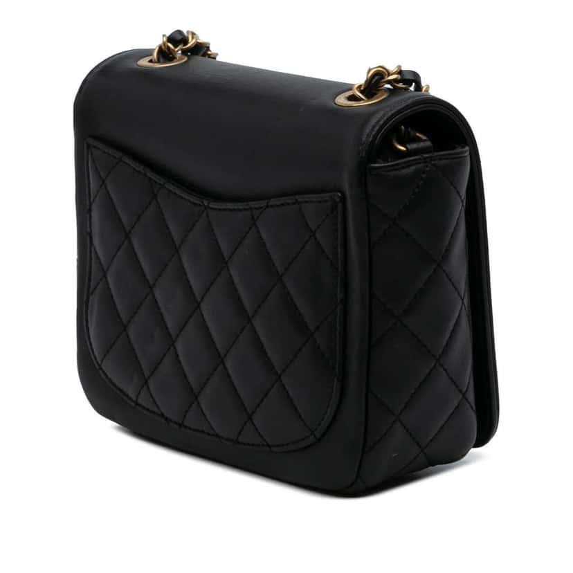 Chanel Lambskin Lucky Charms Flap Crossbody Black Leather Good condition - Back View