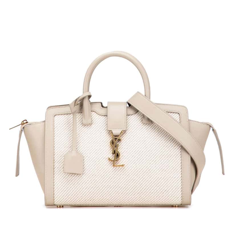 Saint Laurent Baby Canvas and Calfskin Monogram Downtown Cabas Satchel Brown Canvas Good condition - Front View