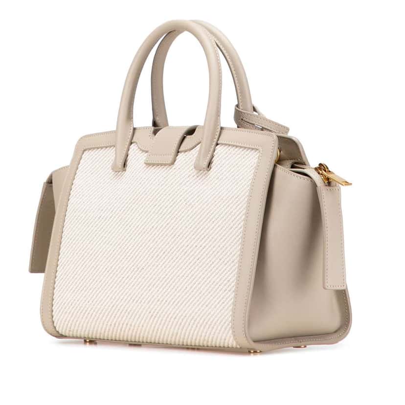 Saint Laurent Baby Canvas and Calfskin Monogram Downtown Cabas Satchel Brown Canvas Good condition - Back View