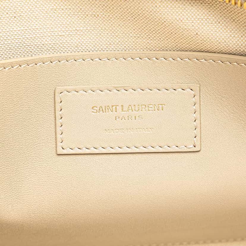Saint Laurent Baby Canvas and Calfskin Monogram Downtown Cabas Satchel Brown Canvas Good condition - Box View