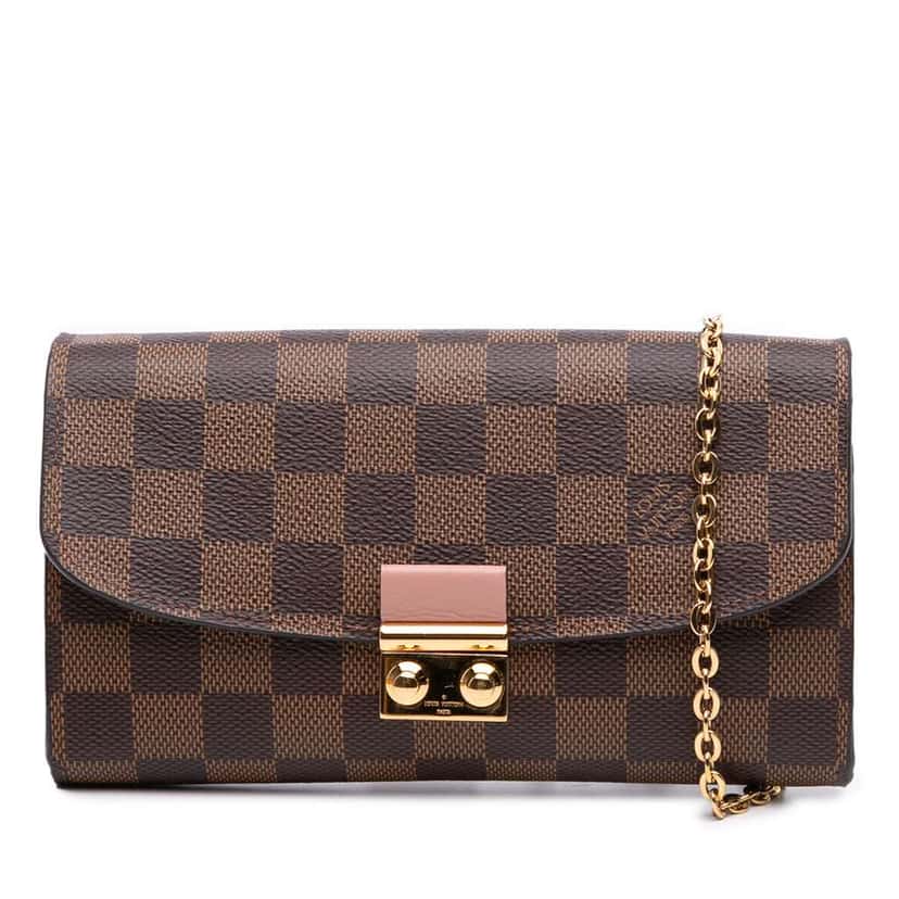 Louis Vuitton Damier Ebene Croisette Chain Wallet Brown Canvas Good condition - Front View