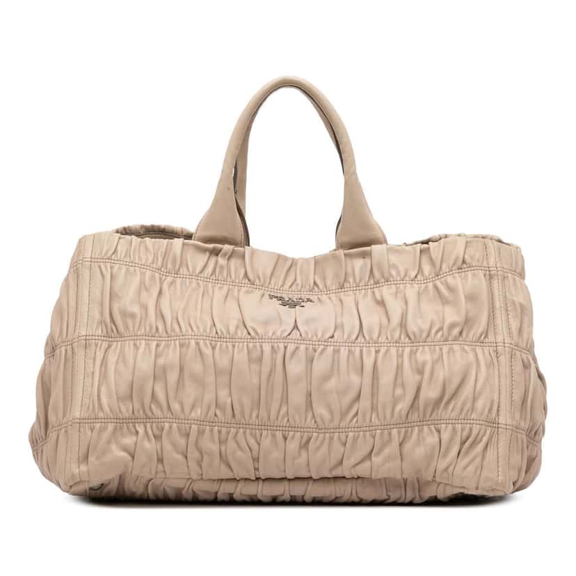 Prada Nappa Gaufre Handbag Brown Leather Very good condition - Front View