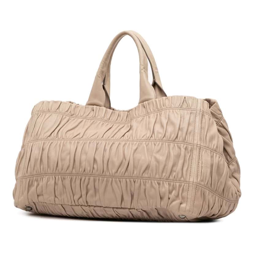 Prada Nappa Gaufre Handbag Brown Leather Very good condition - Back View
