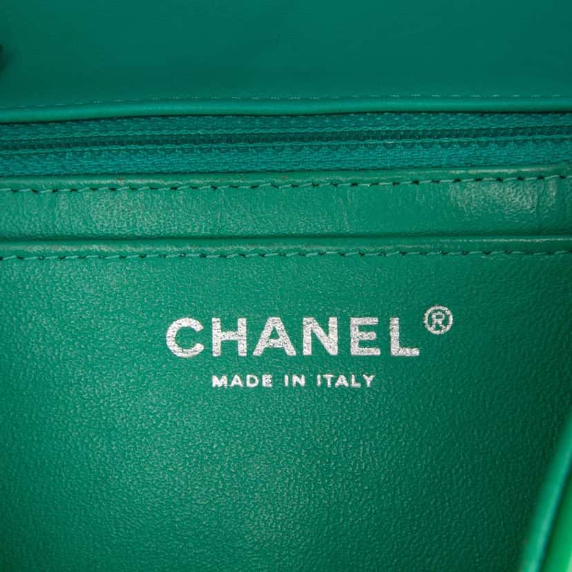 Chanel Mini Square Classic Patent Single Flap Green Leather Good condition - Box View