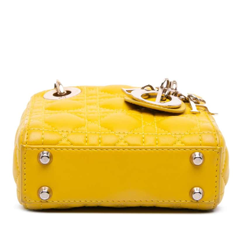 Dior Micro Lambskin Cannage Lady Dior Yellow Leather Very good condition - Inside View