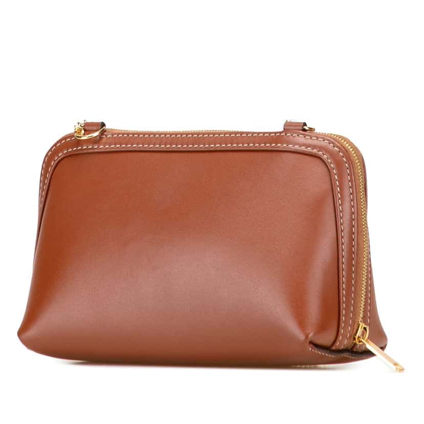 Celine Smooth Calfskin Cuir Triomphe Clutch on Chain Brown Leather Good condition - Back View