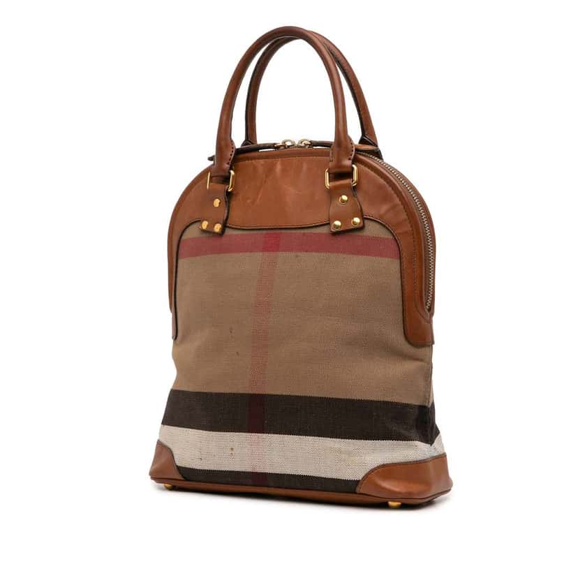 Burberry Medium Mega Check Canvas Bloomsbury Saddle Satchel Brown Canvas Fair condition - Back View