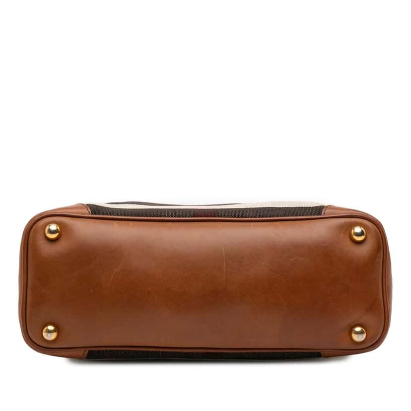 Burberry Medium Mega Check Canvas Bloomsbury Saddle Satchel Brown Canvas Fair condition - Inside View