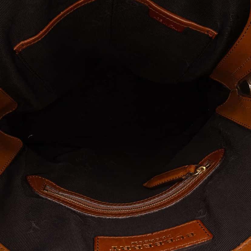 Burberry Medium Mega Check Canvas Bloomsbury Saddle Satchel Brown Canvas Fair condition - Model View