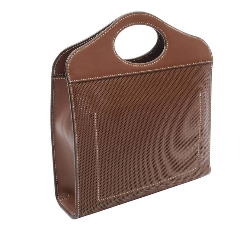 Burberry Mini Perforated Leather Pocket Tote Brown Leather Good condition - Back View