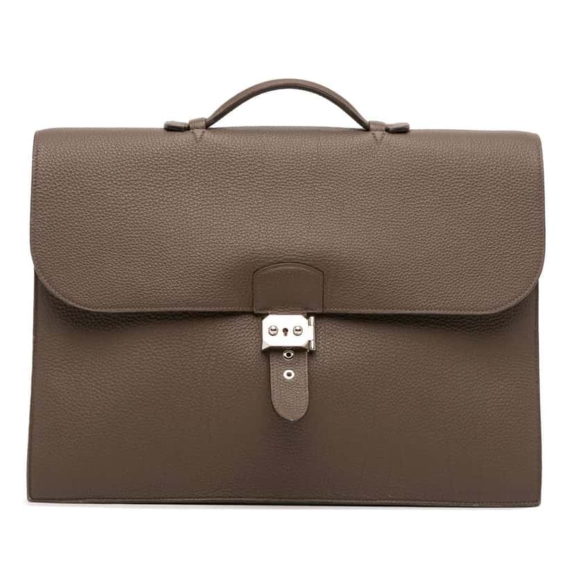 Hermès Togo Sac a Depeches 41 Brown Leather Fair condition - Front View