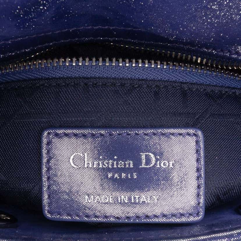 Dior Mini Iridescent Lambskin Cannage Lady Dior Blue Leather Good condition - Box View