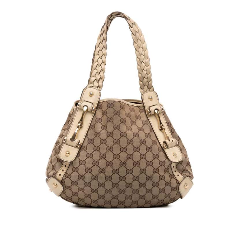 Gucci Small GG Canvas Horsebit Pelham Shoulder Bag Brown Canvas Good condition - Front View
