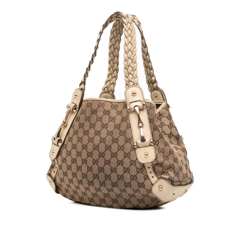 Gucci Small GG Canvas Horsebit Pelham Shoulder Bag Brown Canvas Good condition - Back View