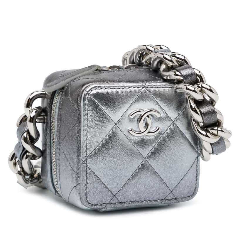 Chanel Metallic Lambskin Coco Punk Cube Bag Silver Leather Good condition - Back View