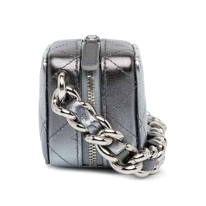Chanel Metallic Lambskin Coco Punk Cube Bag Silver Leather Good condition - Inside View