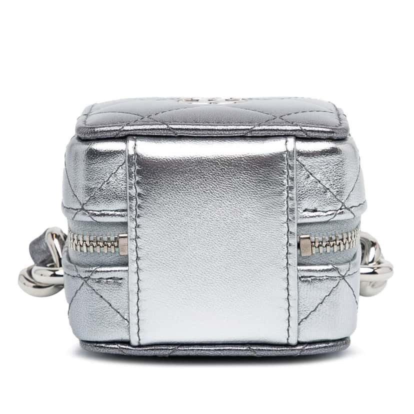 Chanel Metallic Lambskin Coco Punk Cube Bag Silver Leather Good condition - Box View