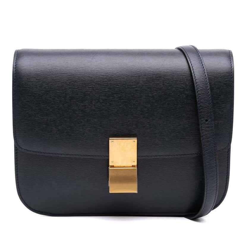 Celine Medium Calfskin Classic Box Black Leather Good condition - Front View