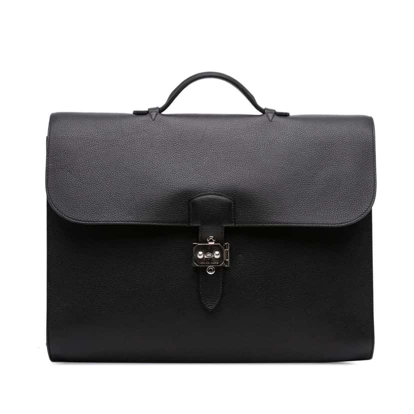Hermès Togo Sac A Depeches 38 Black Leather Good condition - Front View