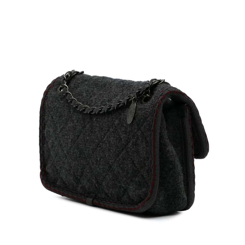 Chanel Paris-Salzburg Medium Quilted Wool Edelweiss Flap Grey Wool Good condition - Back View