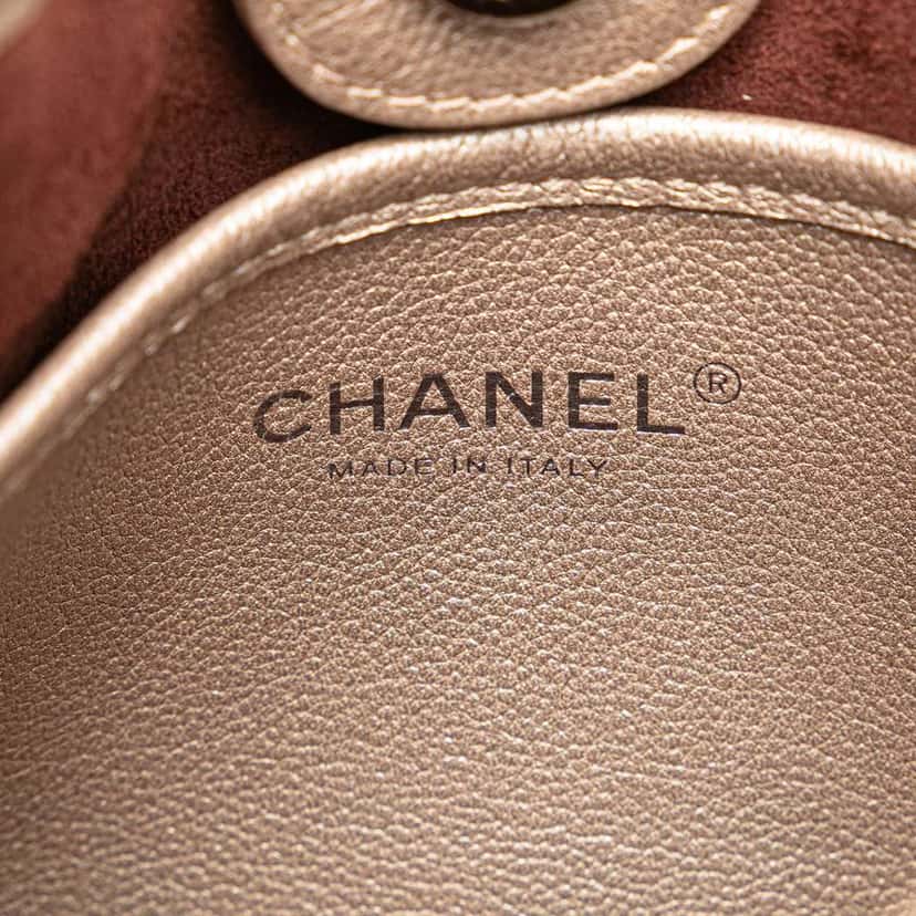 Chanel Metallic Calfskin Quilted Jungle Stroll Hobo Gold Leather Good condition - Box View