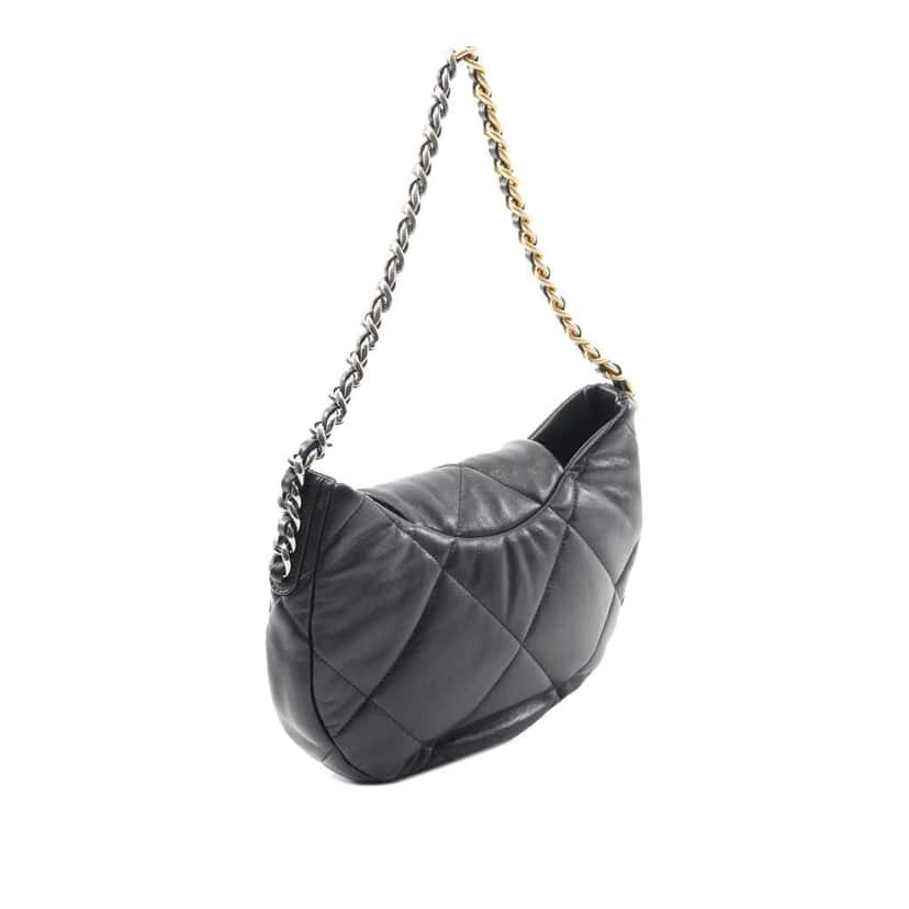 Chanel Lambskin 19 Chain Hobo Black Leather Good condition - Back View