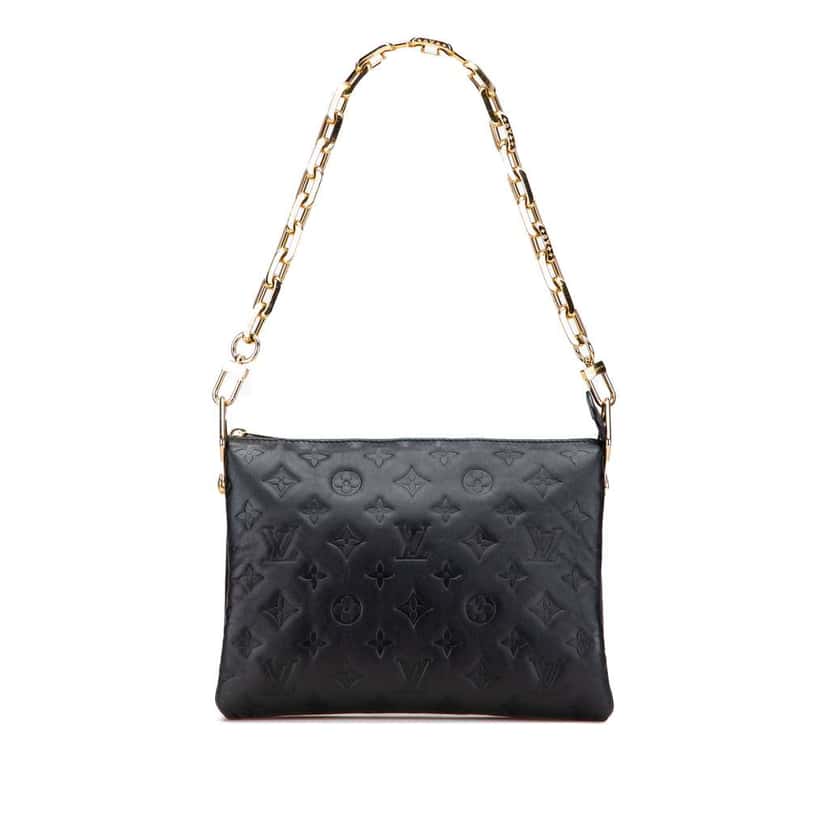 Louis Vuitton Monogram Embossed Puffy Lambskin Coussin PM Black Leather Good condition - Front View
