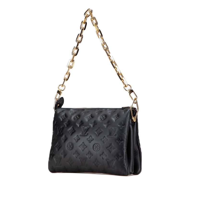 Louis Vuitton Monogram Embossed Puffy Lambskin Coussin PM Black Leather Good condition - Back View