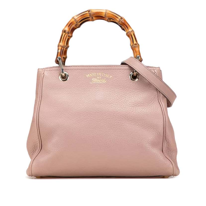Gucci Small Calfskin Bamboo Shopper Satchel Pink Leather Good condition - Front View