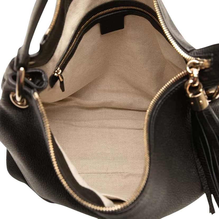 Gucci Large Pebbled Calfskin Soho Convertible Hobo Black Leather Good condition - Model View