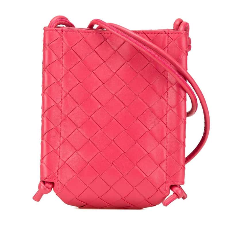 Bottega Veneta Mini Nappa Intrecciato The Knot Crossbody Pink Leather Good condition - Front View