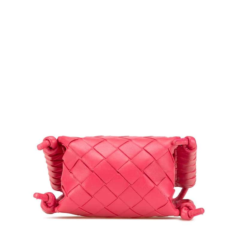 Bottega Veneta Mini Nappa Intrecciato The Knot Crossbody Pink Leather Good condition - Inside View