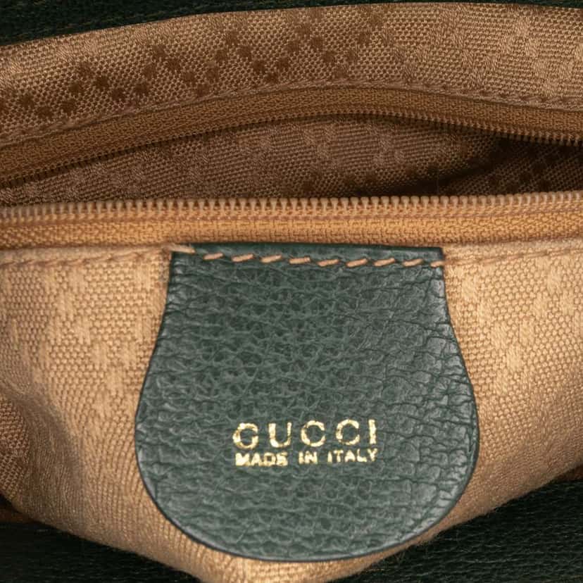 Gucci Suede Bamboo Satchel Green Leather Good condition - Box View