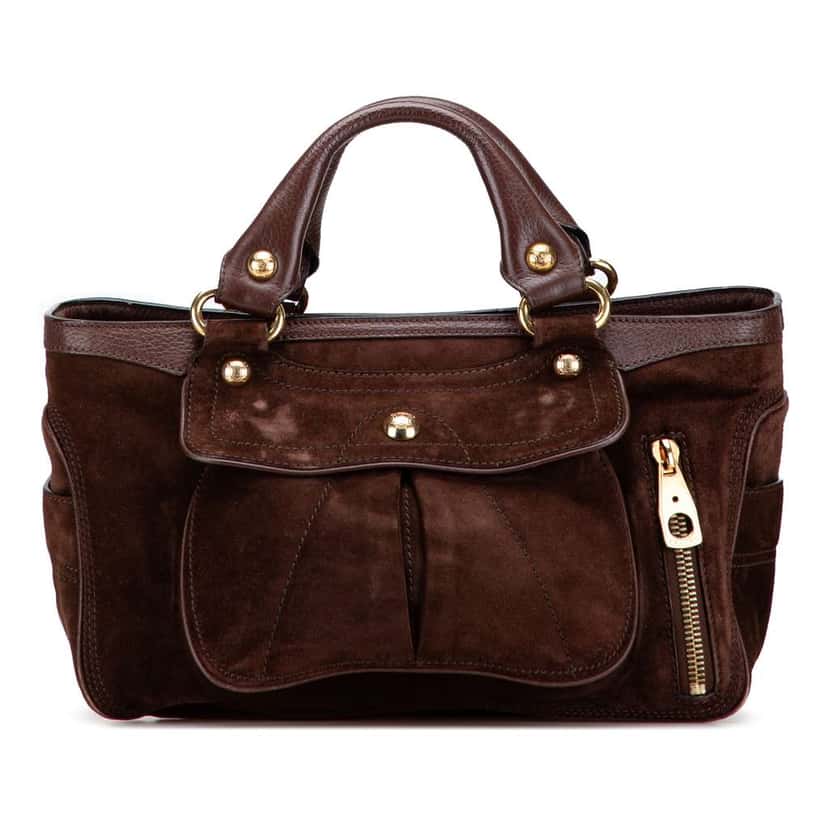 Celine Suede Boogie Handbag Brown Leather Good condition - Front View