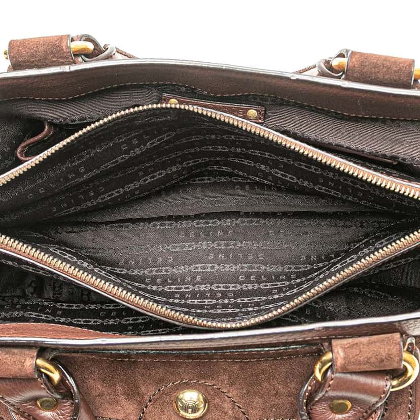 Celine Suede Boogie Handbag Brown Leather Good condition - Model View