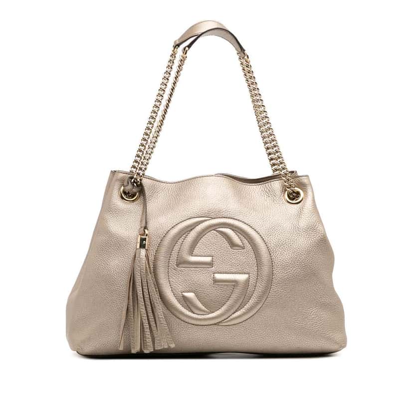 Gucci Medium Leather Soho Chain Tote Gold Leather Good condition - Front View