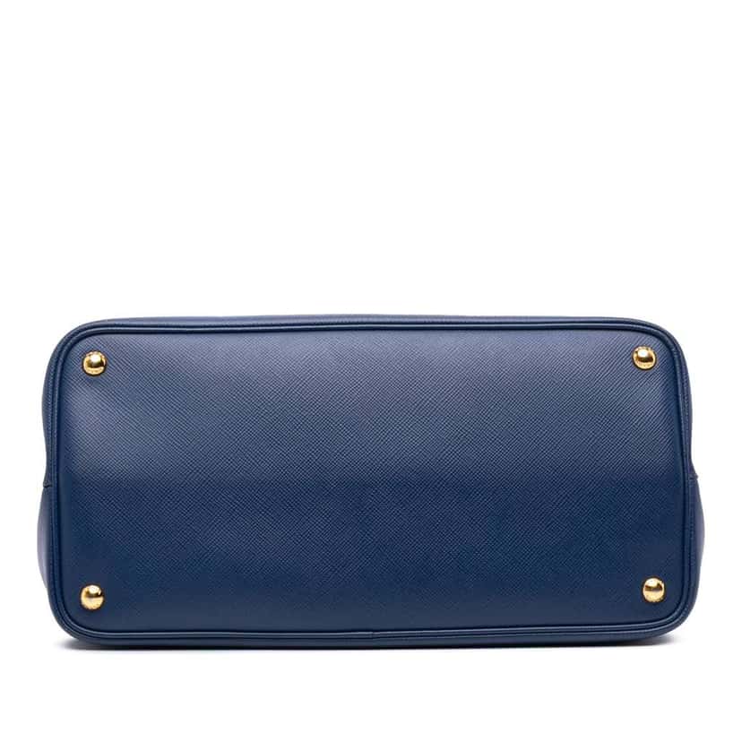 Prada Medium Saffiano Cuir Double Satchel Blue Leather Good condition - Inside View