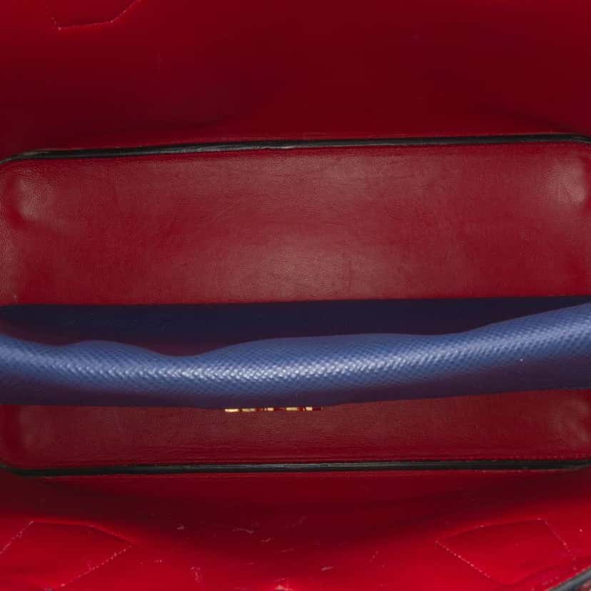 Prada Medium Saffiano Cuir Double Satchel Blue Leather Good condition - Model View