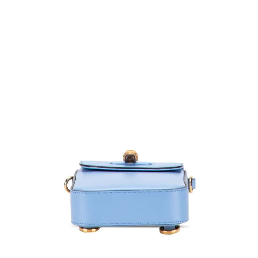 Gucci Mini Calfskin Bamboo Top Handle Bag Blue Leather Good condition - Inside View